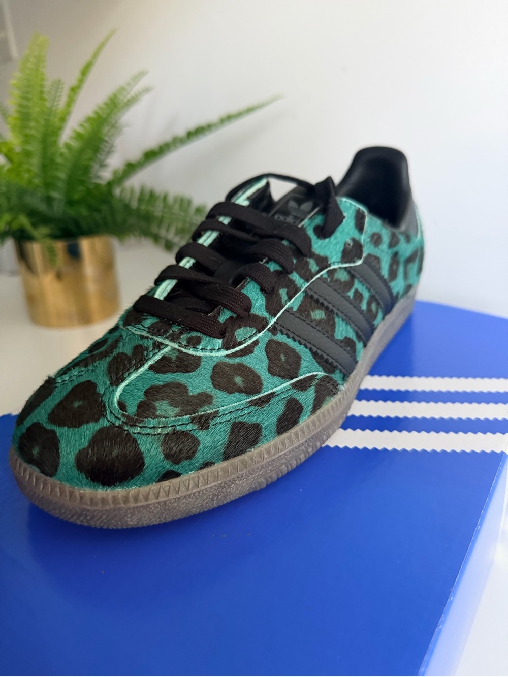 Adidas Samba Green Black Leopard Print Sneaker size 9.5 - Picture 2 of 9